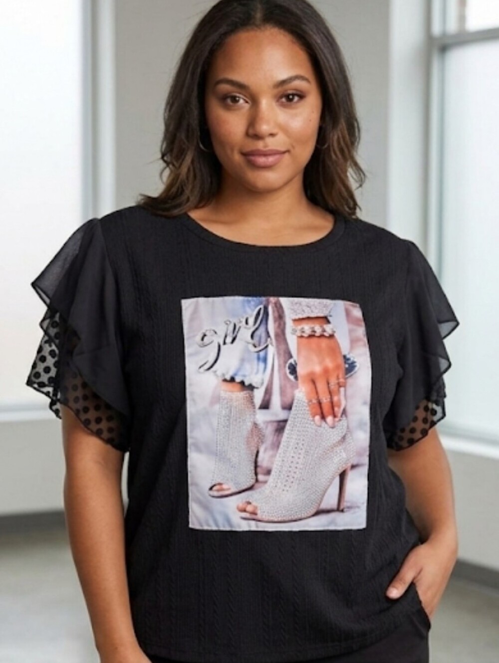 A Love Story Top Sz XL Black W/Graphic print